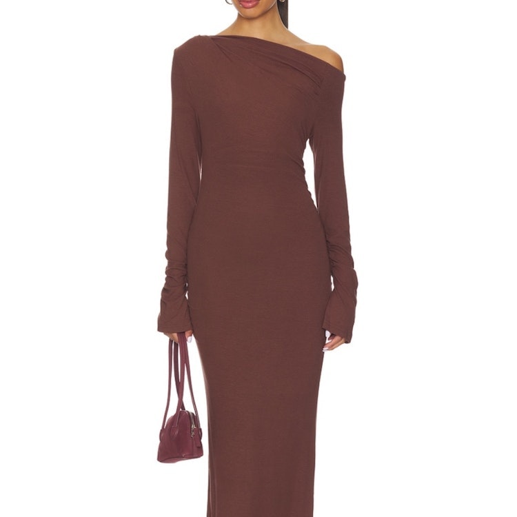 Vestido largo cafe